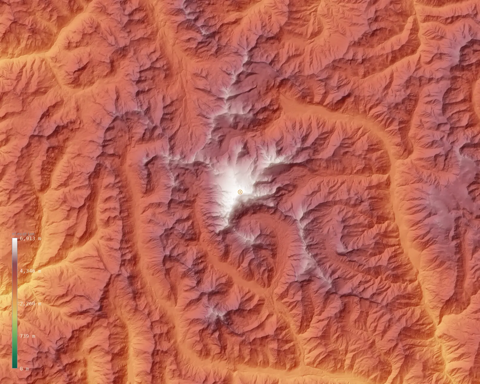 Interactive fine-resolution 3D elevation map of the Aconcagua massif, from the Copernicus GLO-30 model