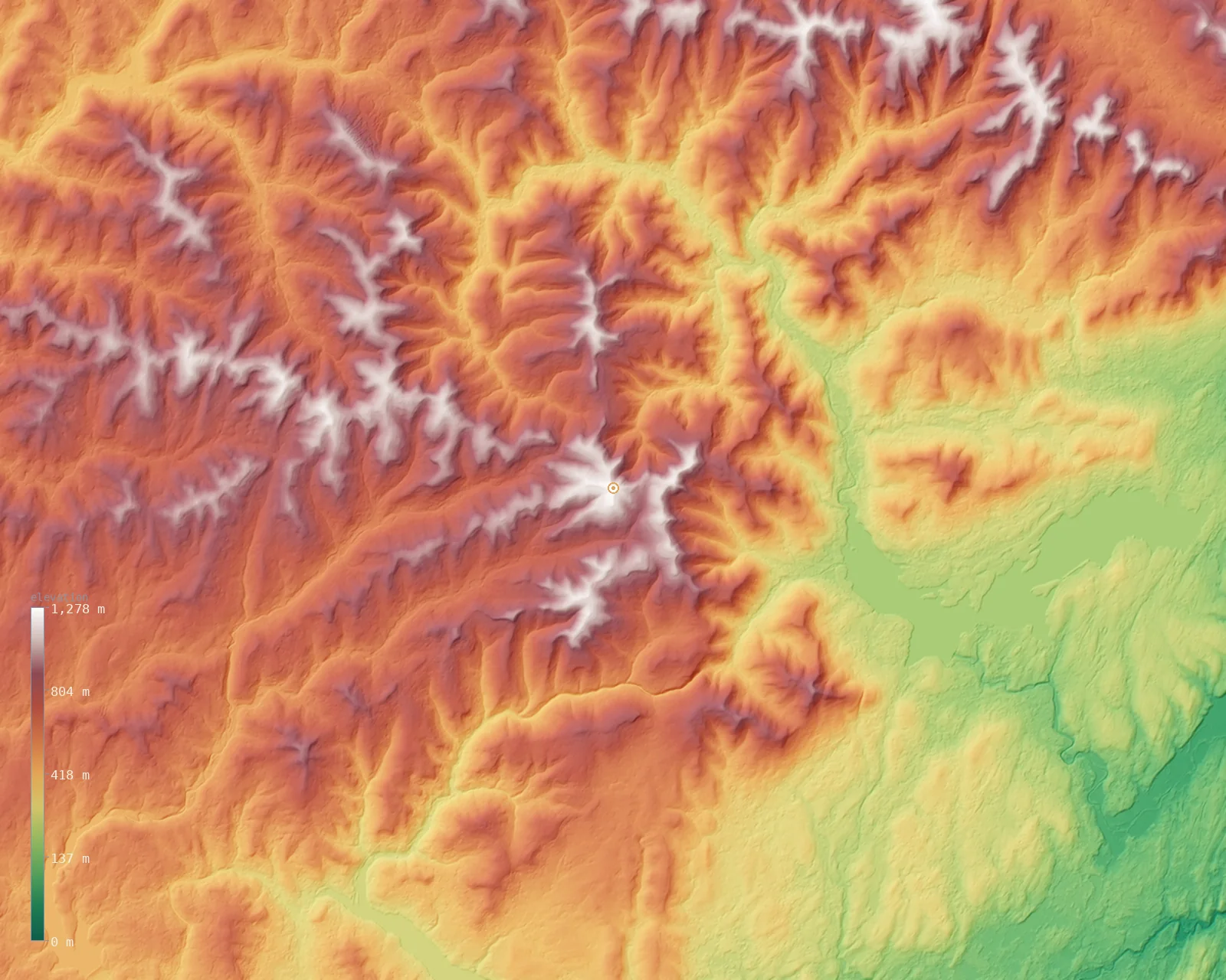 Interactive fine-resolution 3D elevation map of the Slide Mountain massif, from the Copernicus GLO-30 model
