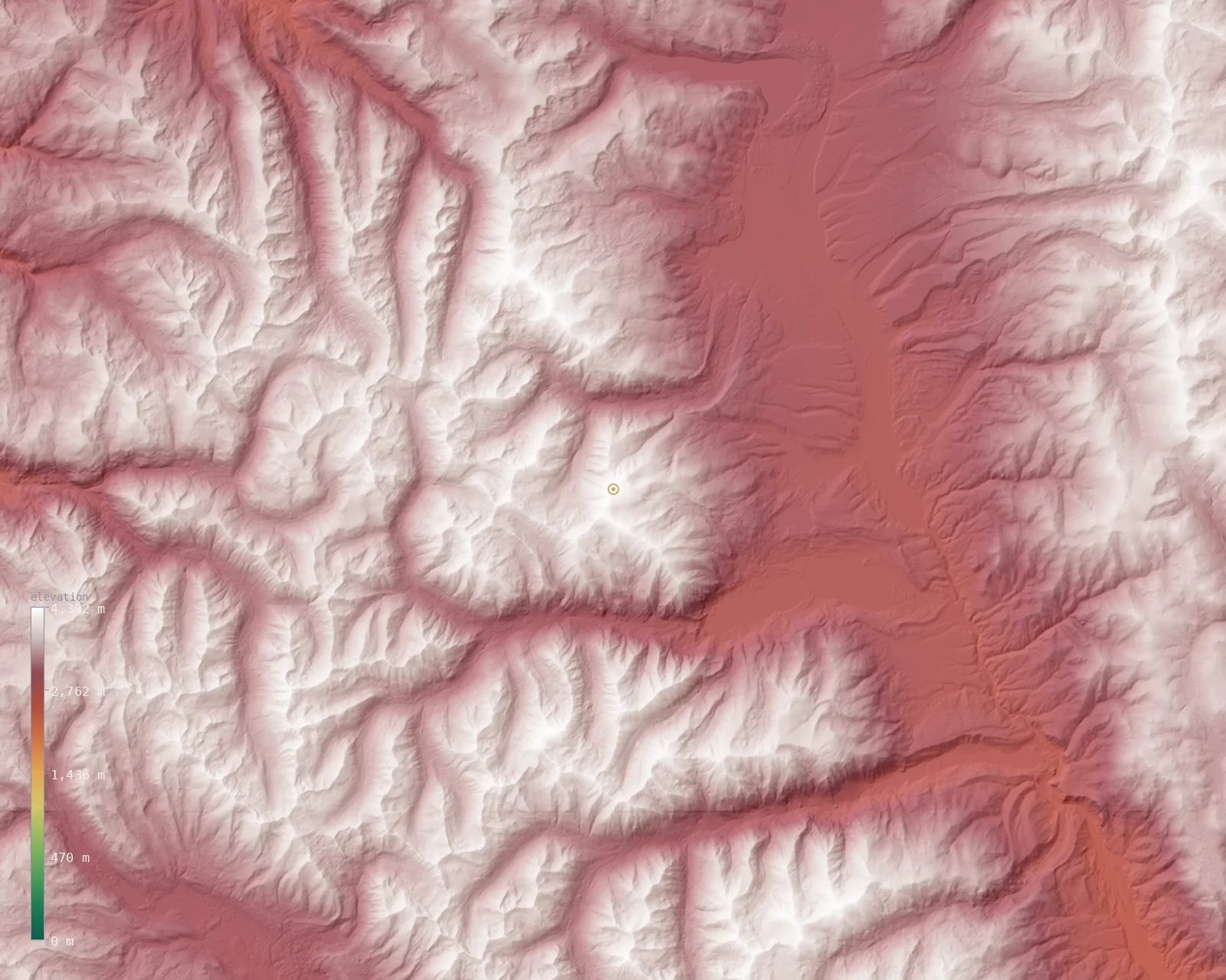 Interactive fine-resolution 3D elevation map of the Mount Elbert massif, from the Copernicus GLO-30 model