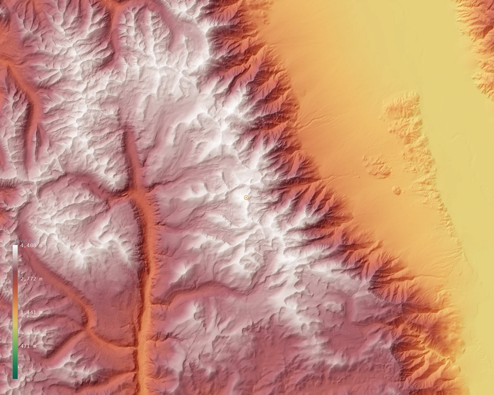 Interactive fine-resolution 3D elevation map of the Mount Whitney massif, from the Copernicus GLO-30 model