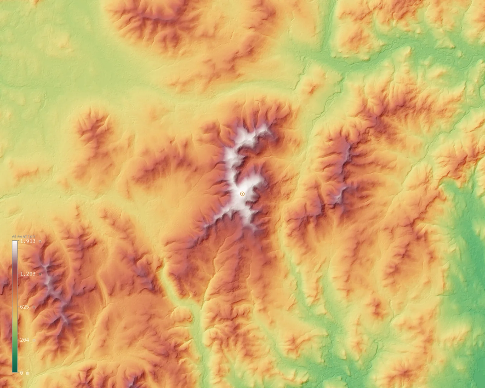 Interactive fine-resolution 3D elevation map of the Mount Washington massif, from the Copernicus GLO-30 model