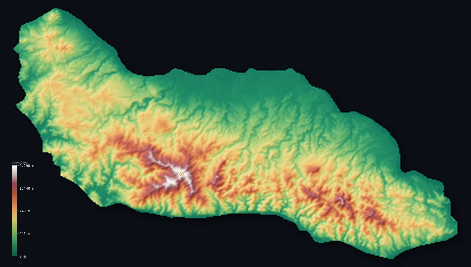 Hypsometric elevation map of Solomon Islands, shaded relief from the Copernicus GLO-30 model