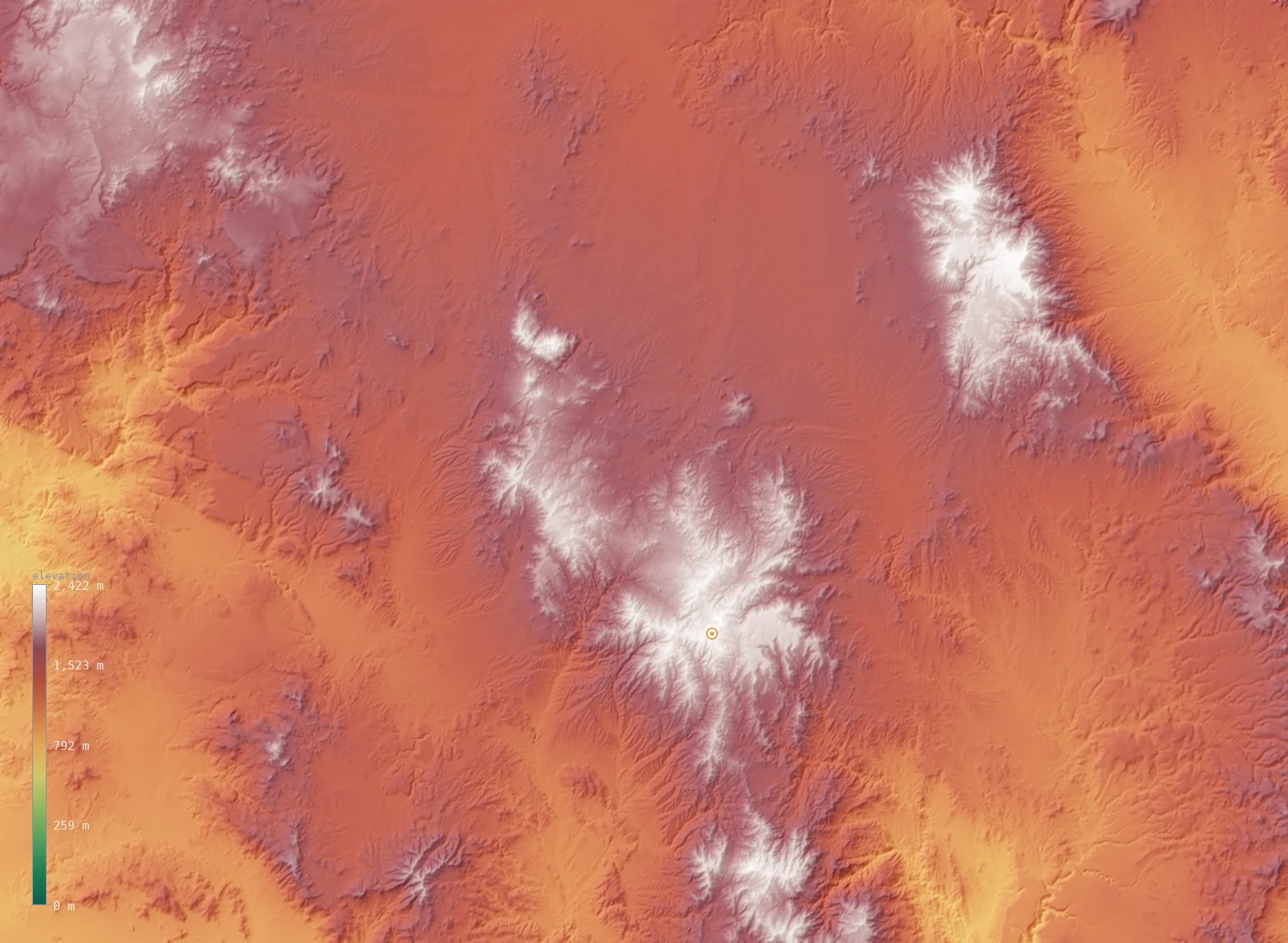 Interactive 3D elevation map of the Prescott, Arizona area, from the Copernicus GLO-30 model
