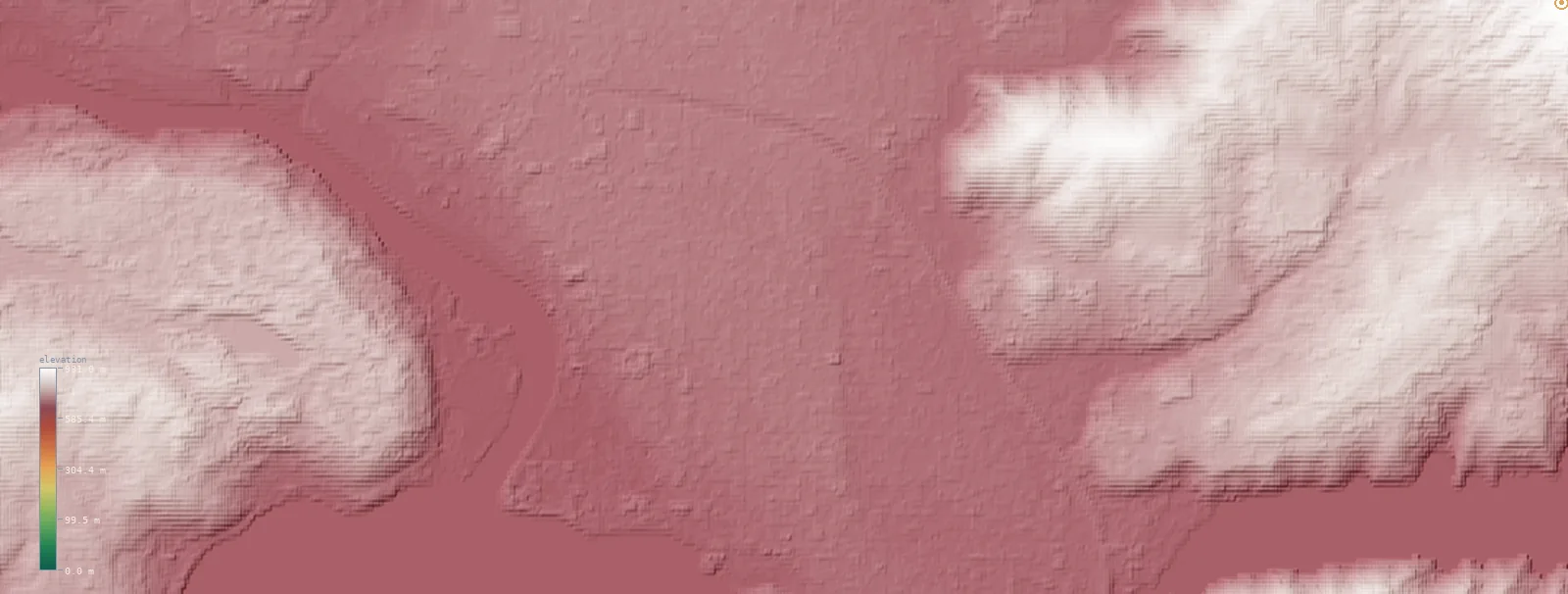 Interactive 3D elevation map of Coeur D Alene's neighborhoods on real terrain, from the Copernicus GLO-30 model