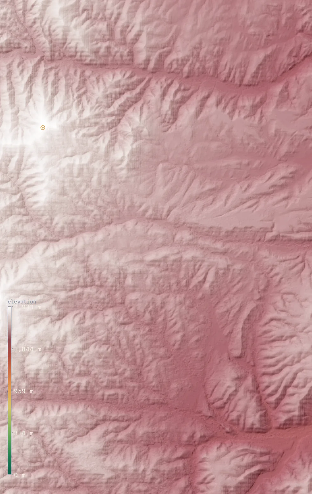 Interactive 3D elevation map of Ruidoso's neighborhoods on real terrain, from the Copernicus GLO-30 model