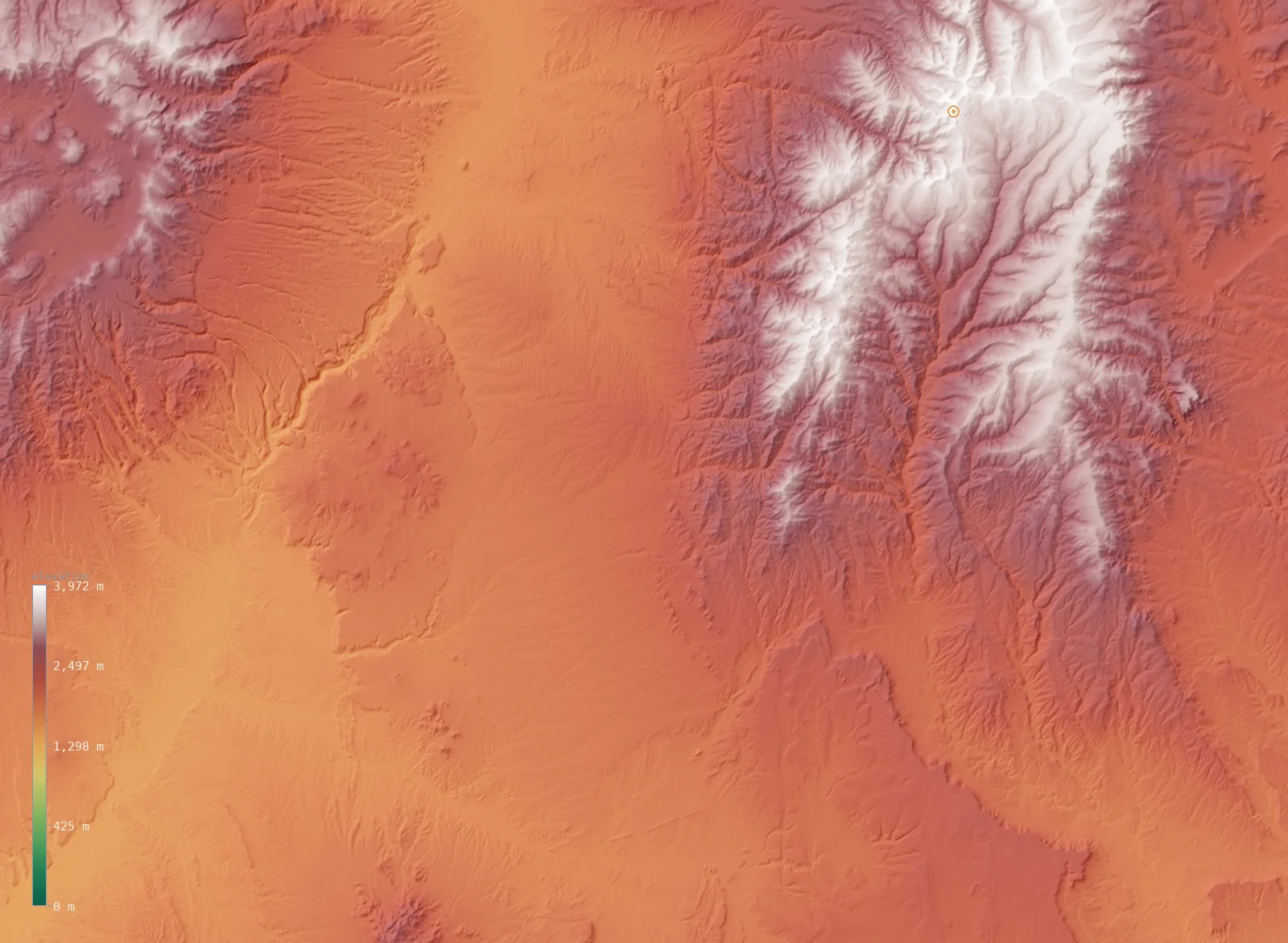 Interactive 3D elevation map of the Santa Fe, New Mexico area, from the Copernicus GLO-30 model