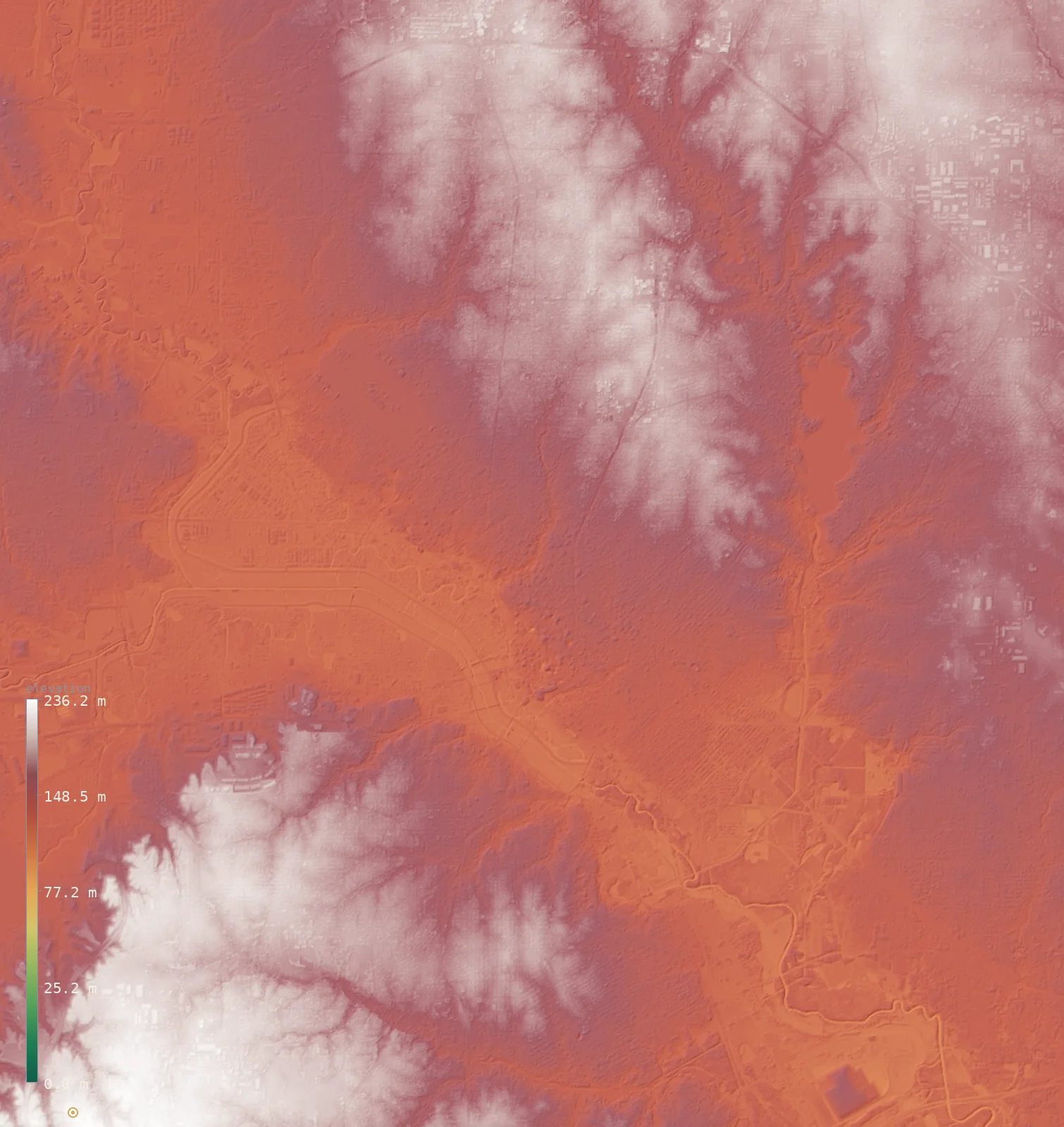 Interactive 3D elevation map of Dallas's neighborhoods on real terrain, from the Copernicus GLO-30 model