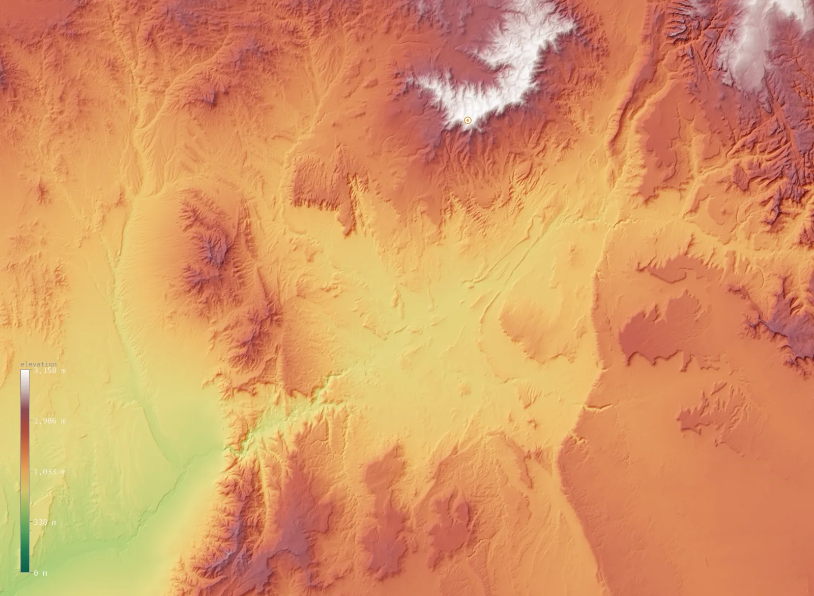 Interactive 3D elevation map of the Saint George, Utah area, from the Copernicus GLO-30 model